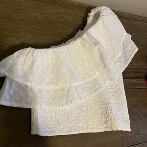 NWT A&F White One Shoulder Eyelet Top